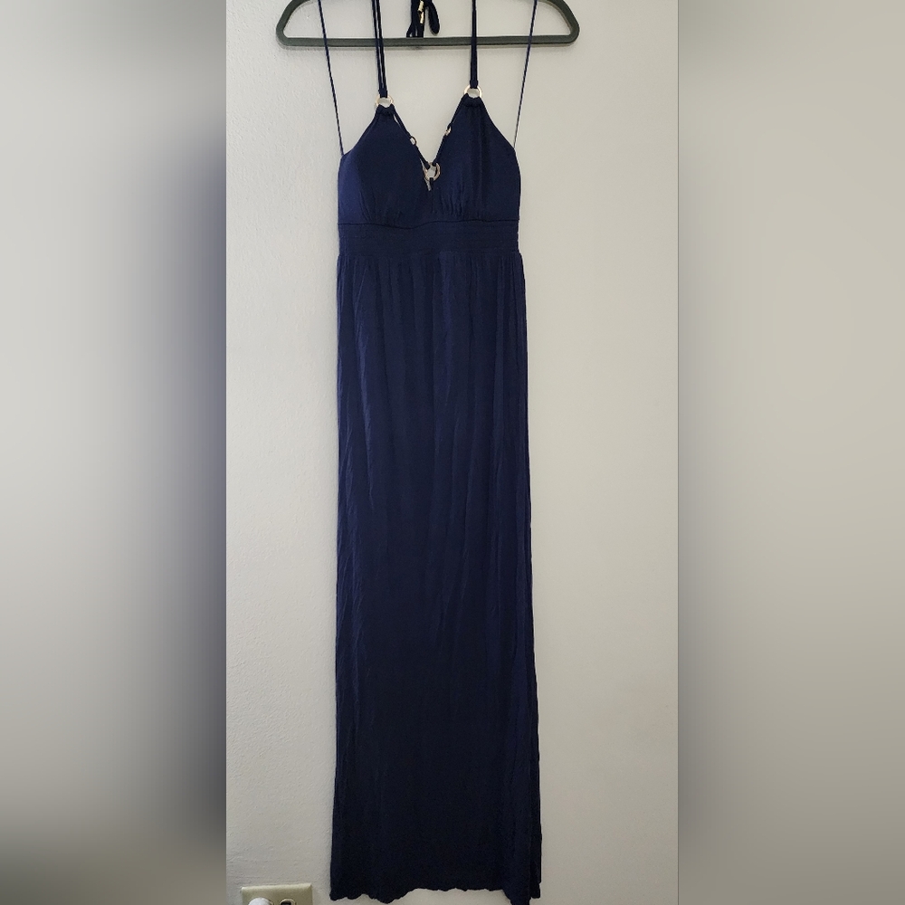 Guess Navy Blue Maxi Dress with Spaghetti Straps